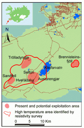 Map of Krysuvik Geothermal Areas