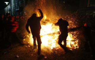 A fire by the parliament