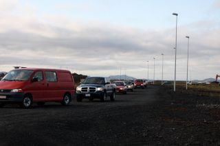 A line of cars 