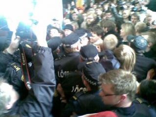 Protesters in the courthouse 