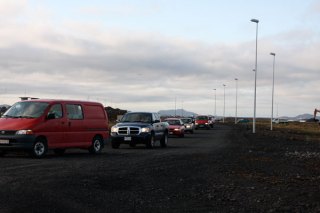A line of cars