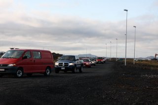 A line of cars