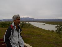 Samarendra Das with the river Þjórsá in the background