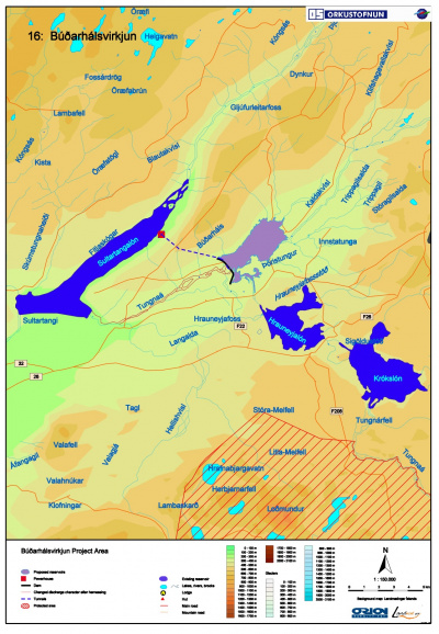 Budarhalsvirkjun, project overview map