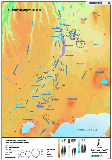 Projected dams and reservoirs in Skjalfandafljot