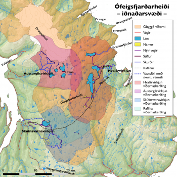 Kort Snæbjarnar Guðmundssonar af fyrirhuguðu iðnaðarsvæði á Ófeigsfjarðarheiði