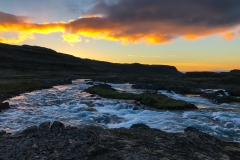 Hvalárfossar á miðnætti í byrjun júlí.