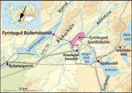 Map showing Búðarháls-powerplant